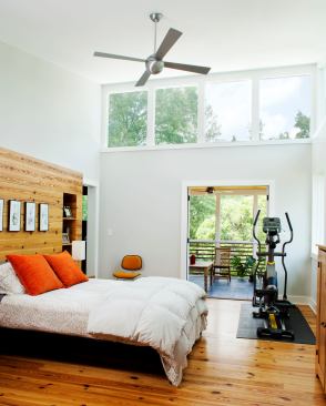 The master bedroom is bright and open.