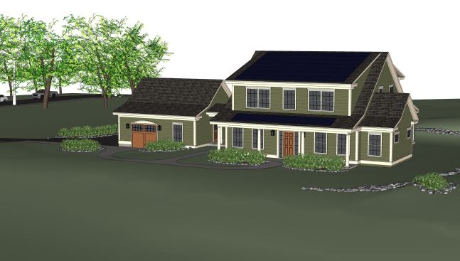 This rendering shows the front elevation of the Net-Zero Energy Residential Test Facility being built at the National Institute of Standards and Technology’s Gaithersburg, Md., campus.