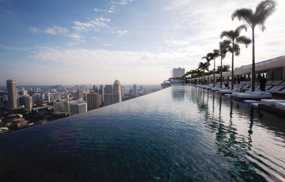 The view from 57 stories up is breathtaking. The public can access an open observation deck on the cantilever itself, but other amenities such as the infinity pool are reserved for hotel guests.