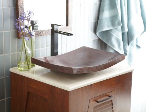 The Kohani Lavatory Basin is made from 16-gauge, recycled copper and comes in antique or brushed nickel finishes. Taking a Polish term for the word “beloved,” the rectangular sink strikes a curved form to meld artistry and function. 
www.nativetrails.net
