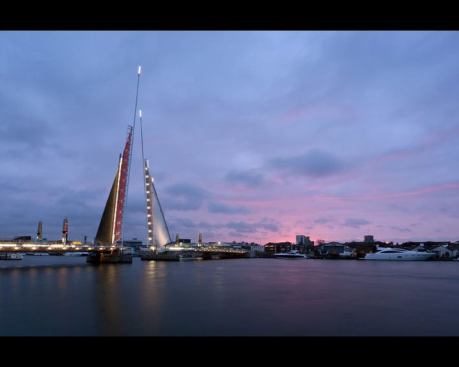 The Twin Sails Bridge connects the Borough of Poole to the nearby town of Hamworthy.