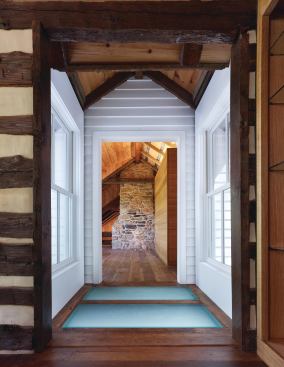 The view from the second floor of the 1840 cabin into the upstairs study.