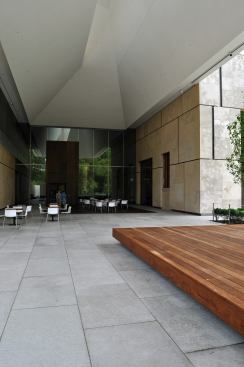 An outdoor gathering space allows flexibility for events at the museum.