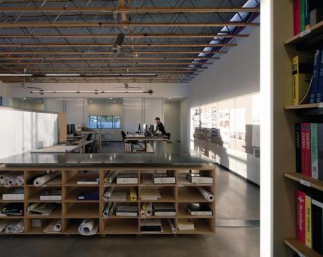 The architect's studio occupies the front of the building, while a workshop is located in the rear.