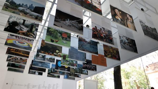 Project banners on display in the U.S. Pavilion.
