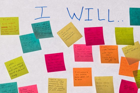 Attendees in the “How to set your career path and lead authentically” workshop were asked to notate a goal they would accomplish within the year.