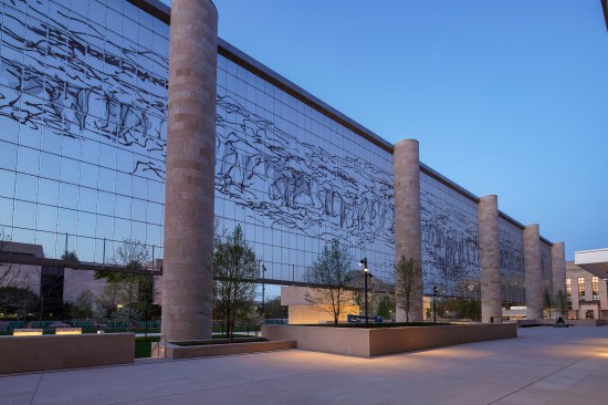 The tapestry as seen from the Department of Education side of the memorial