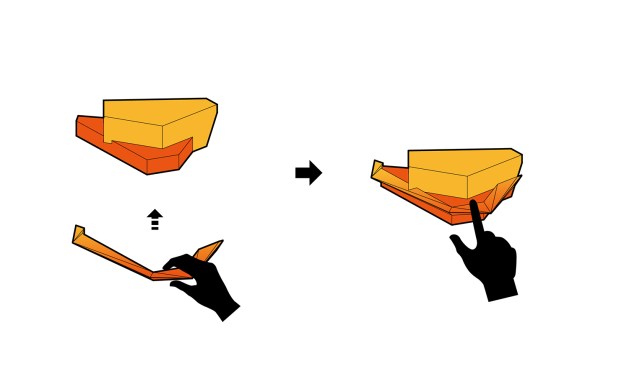 The canopy wraps around existing diamond volumes, like a ribbon around a gift.