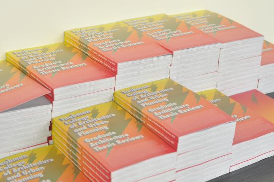 Thesis books are distributed during the reviews.