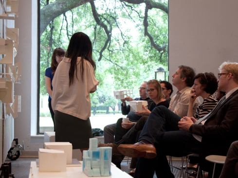 Freshman studio final review. Jurors, L-R: Scott Colman, Andrea Manning, Ron Witte, Dawn Finley, Grant Alford