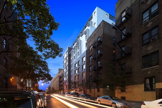 view at dusk on Creston Avenue looking north