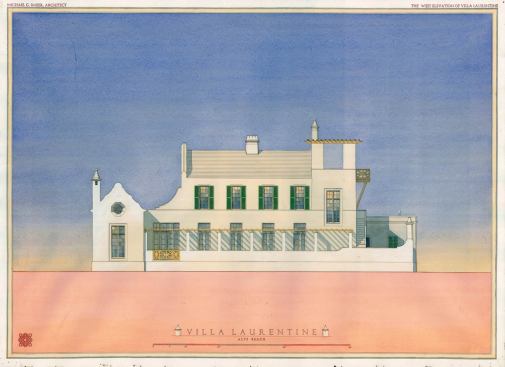 Watercolor rendering for compound in Alys Beach, Fla