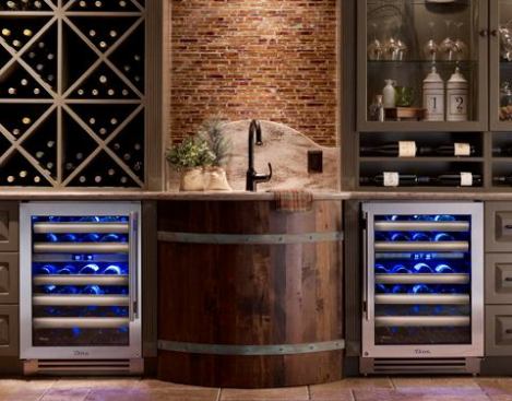 Two independent chilling zones, each equipped with vibration-dampening racks, allow for storage of up to 45 bottles. The DualZone Wine Cabinet features a stainless steel interior and exterior and is lit from the inside by white, amber or blue LEDs. 
www.true-residential.com