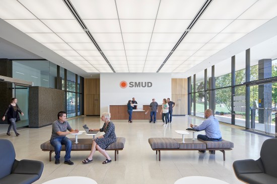 The security/reception desk was redesigned and relocated to it’s original lobby location. Original Terrazzo flooring, tile, and wood slat walls were retained. Re-integration of a luminous ceiling system in the lobby - which had been covered up over the years - was accomplished while maintaining complete access to the plenum above.