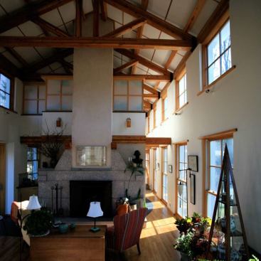 Architect: Frank Riepe, Building Arts, Sudbury, MA &nbsp; Thick walls and the large 4' x 8' Marvin Ultimate Double-Hungs were part of a calculated overscaling in this modest house, in order to evoke the early American sensibilities of simplicity, spareness and directness.