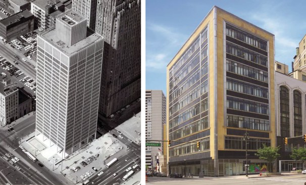 One Woodward Avenue (left) and 1505 Woodward