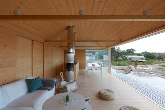 The interior walls, ceilings, and floors are all unfinished fir.