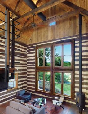 New windows in the main living area maximize views of Old Rag Mountain and the Hazel River.
