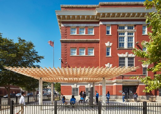 The SPLAM Pavilion uses 46% less wood than a comparable structure built with CLT.