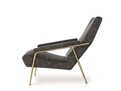 Ponti's re-released armchair is also available in the Ponti-designed Rattoppato fabric from Rubelli.