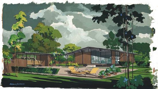 rendering of Cliff May ranch house