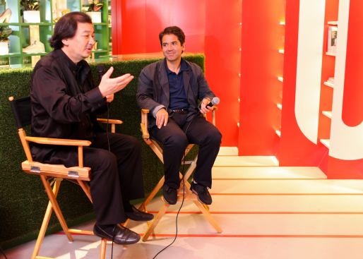 Shigeru Ban and Camper's Miguel Fluxa in conversation at the opening event.