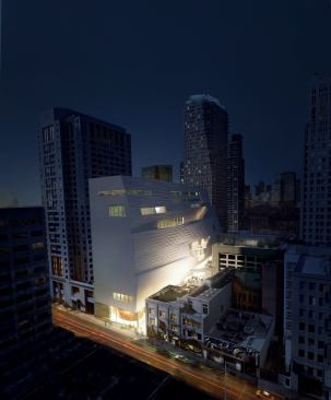 November 2011 rendering showing the museum exterior at night.