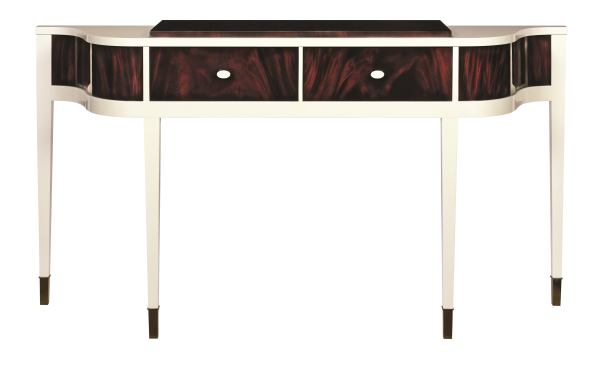 The Maurice console table brings Art Deco styling to a Louis XI original design; it measures 70 inches wide, 37 inches tall, and 16 inchse deep.
