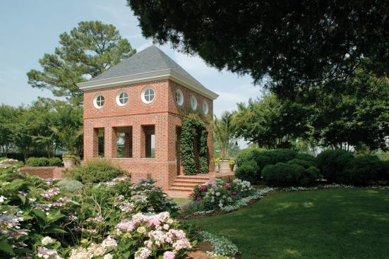 Wide steps lead to underground dressing rooms.