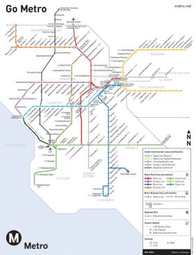 A concept map, designed by Rail LA advocate Alexander Freidman, of what the Los Angeles routes could look like versus their current state.