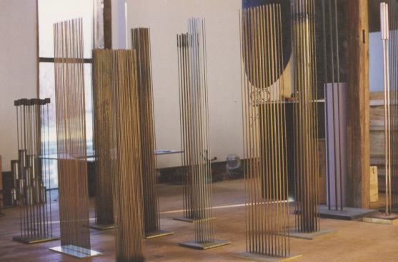 Some of the sound sculptures presented in the barn.