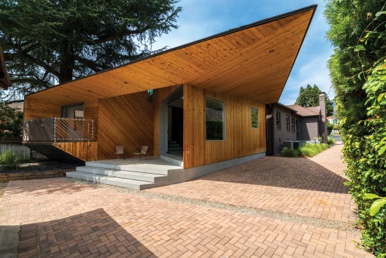 Inspired by Frank Lloyd Wrightâs 1949 Dorland House, Formation Association completed this renovation and 600-square-foot addition in Altadena, Calif. Dubbed Calaveras Residence, the project features a wood-clad envelope and lies beneath deodar cedar trees.