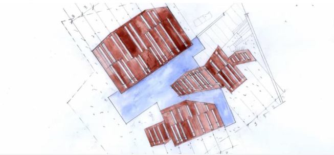 Watercolor based on Anhalt's 'Symphony of Modules' sketch.