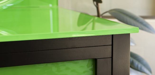 Soda Glass The manufacturer’s line of back-painted architectural glass can be fabricated for use in almost any application. Products are durable, nonporous, and easy to install with no grout lines. Available in a variety of colors, standard sheets measure 84 inches by 130 inches in a variety of thicknesses. 
www.sodaglassusa.com.