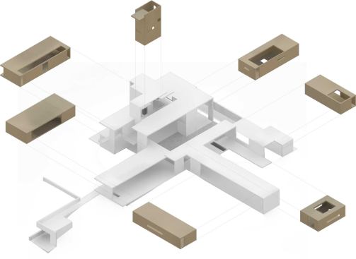 “Redwood portals slide between concrete frames and it’s all stitched together with glazing,” says Jameson, “so you can read the tectonics of both kinds of building systems.”