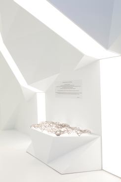 Metal bowls on display in the exhibition. Four objects developed as part of the workshop will be put into production by Alessi later this year.