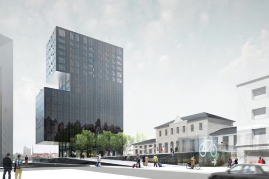 The various programs of the Esplanade Tower are differentiated by volumentric shifts.