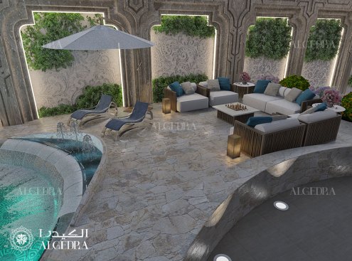 Swimming pool deck in luxury villa 