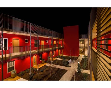 Before this colorful project became affordable housing, it was an ugly storage dump for neighborhood runoff. Home to seniors 60 and older, the project is LEED Platinum certified, with grocery shopping, a park, a hospital, and the post office within half a mile. 
Project: Magnolia Court, Manteca, Calif.; 
Architect: Studio E Architects, San Diego; 
Developer: Affirmed Housing Group, San Diego; 
Builder: BOGC Inc., Scotts Valley, Calif.