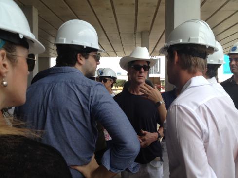 Jacques Herzog, Hon. FAIA (middle) at the construction site of the Miami Art Museum.