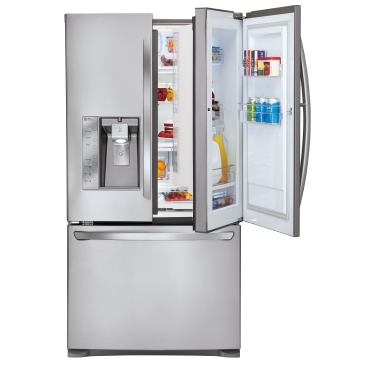 LG French Door The Energy Star-qualified French Door refrigerator’s unique Door-in-Door feature allows for quick access to the most commonly needed items without opening the entire refrigerator. Users simply push a button on the door handle to release the magnetic seal, keeping cold air in the rest of the unit. The 31-cubic-foot-capacity unit offers 20 percent more space compared with standard French door models and the ability to store more than 50 gallons of milk, the company says. LG. www.lg.com.