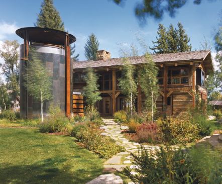 Jackson Wine Silo  CHDA 2007 – Accessory Building / Grand Award  Architect: Carney Architects, Jackson, Wyo.; Builder: Bontecou Construction, Jackson; Photography: Paul Warchol   The owner of this accessory building in Jackson, Wyo., lives in a flood plain, where cellars are inadvisable. A wine “silo” keeps his vintages safely above the water table, while complementing the log construction of the adjacent studio.