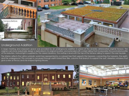 Jury Comments: The restoration and addition were true to [the building’s] original character. Restoration was consistent with Secretary of Interior Standards for Historic Restoration. The addition was respectful yet distinctive of the original. Good cultural reuse of a vacant building.