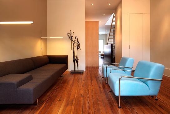 After: The living room after the remodel.   2011 Remodeling Design Awards (September)  Whole-House Remodeling $250,000 – $500,000  Kube Architecture, Washington, D.C.