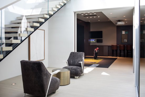 Modern Beverly Hills home lower level activity rooms.