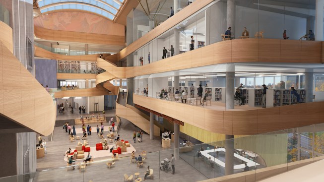 6.	The centralizing feature of the Town Hall connects the various program components