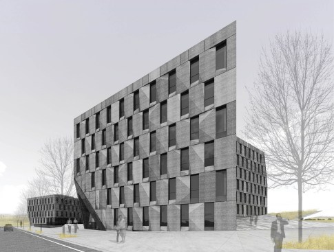 Stone slabs and triple-glazed windows will contribue to R40 values to withstand extreme temperature shifts in Ordos. 