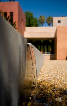 Mandeville Canyon modern home outdoor pond with waterfall