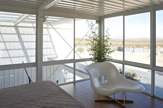 A view from the bedroom offers unobstructed views to the California desert.