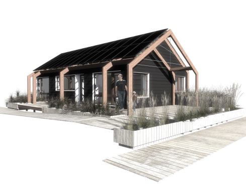 Team Massachusetts College of Art and Design and the University of Massachusetts at Lowell 2011 Solar Decathlon House rendering
